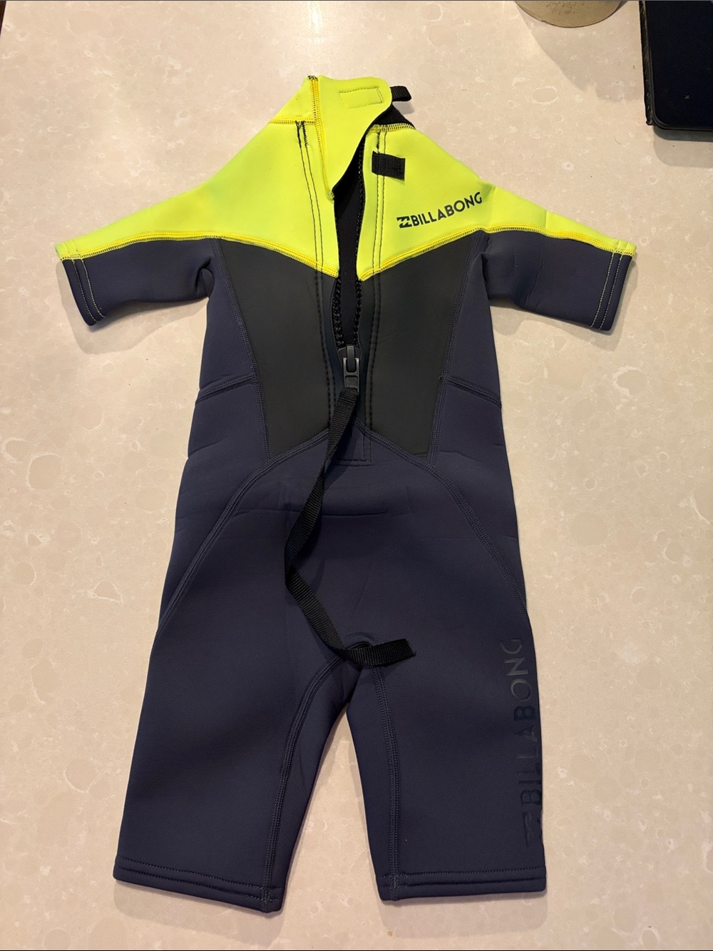 Billabong Kids Neon Yellow and Navy Shorty Rashguard